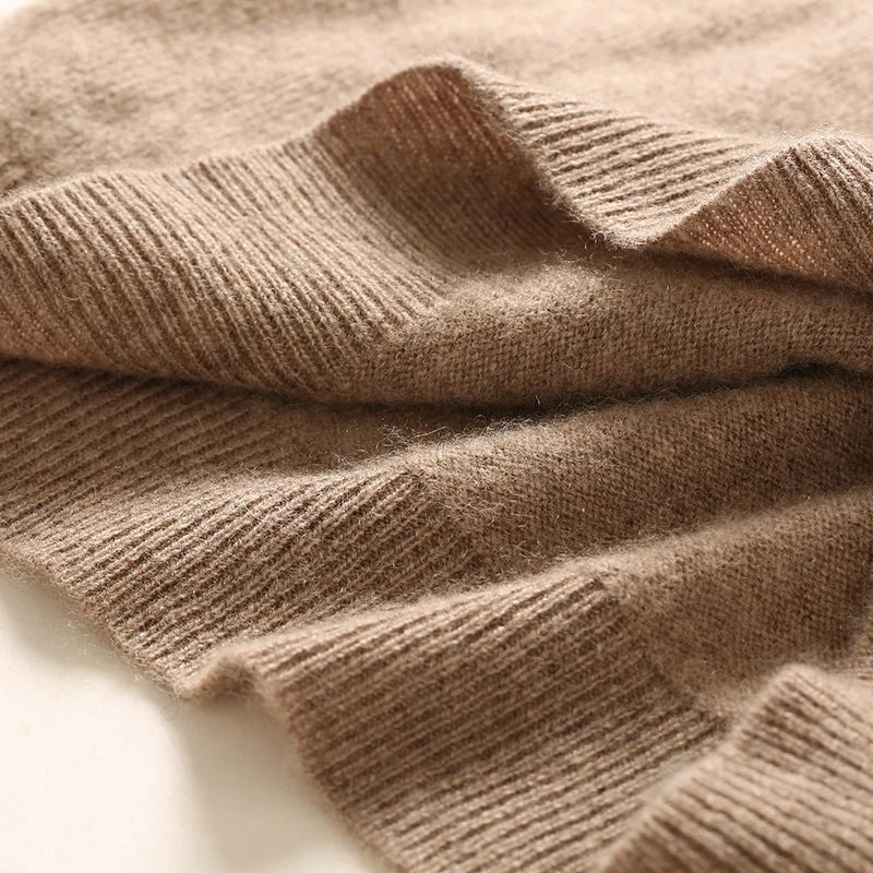 Autumn Winter 100% Cashmere Pullover Turtleneck Solid Sweater Casual Women Shirt Long Sleeve Loose Knitted Jumper 17Colors