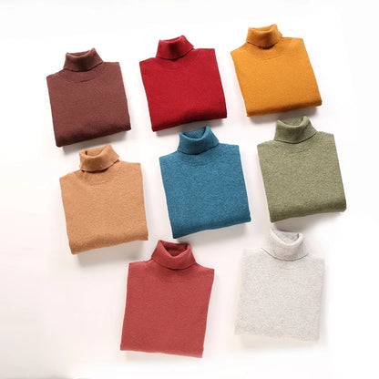Autumn Winter 100% Cashmere Pullover Turtleneck Solid Sweater Casual Women Shirt Long Sleeve Loose Knitted Jumper 17Colors