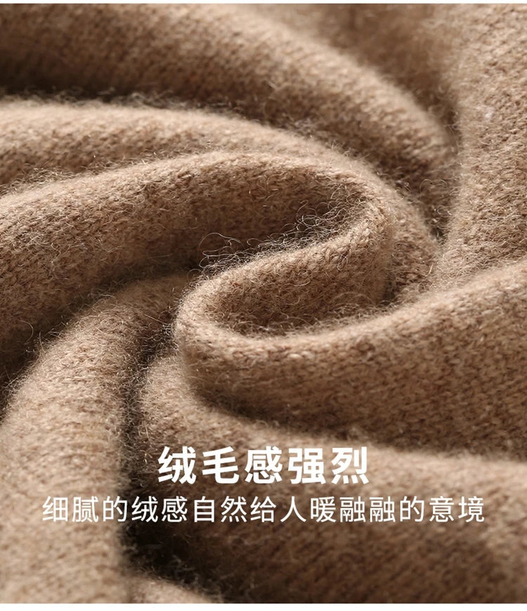 Autumn Winter 100% Cashmere Pullover Turtleneck Solid Sweater Casual Women Shirt Long Sleeve Loose Knitted Jumper 17Colors