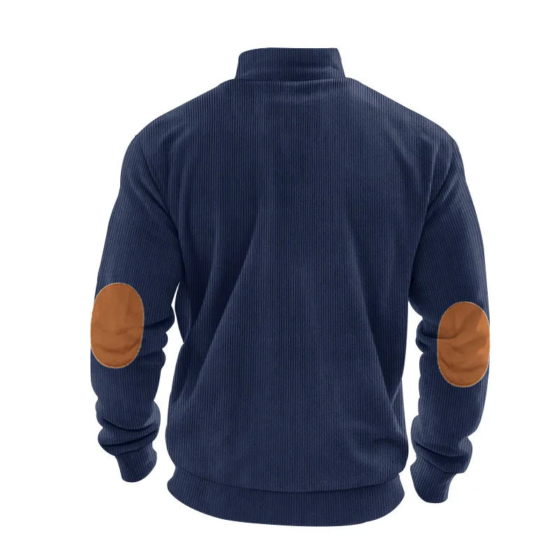 spring autumn men's casual sweatshirt half zipper V-neck pullover long sleeve sweatshirt corduroy trend loose coat men's tops