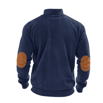 spring autumn men's casual sweatshirt half zipper V-neck pullover long sleeve sweatshirt corduroy trend loose coat men's tops