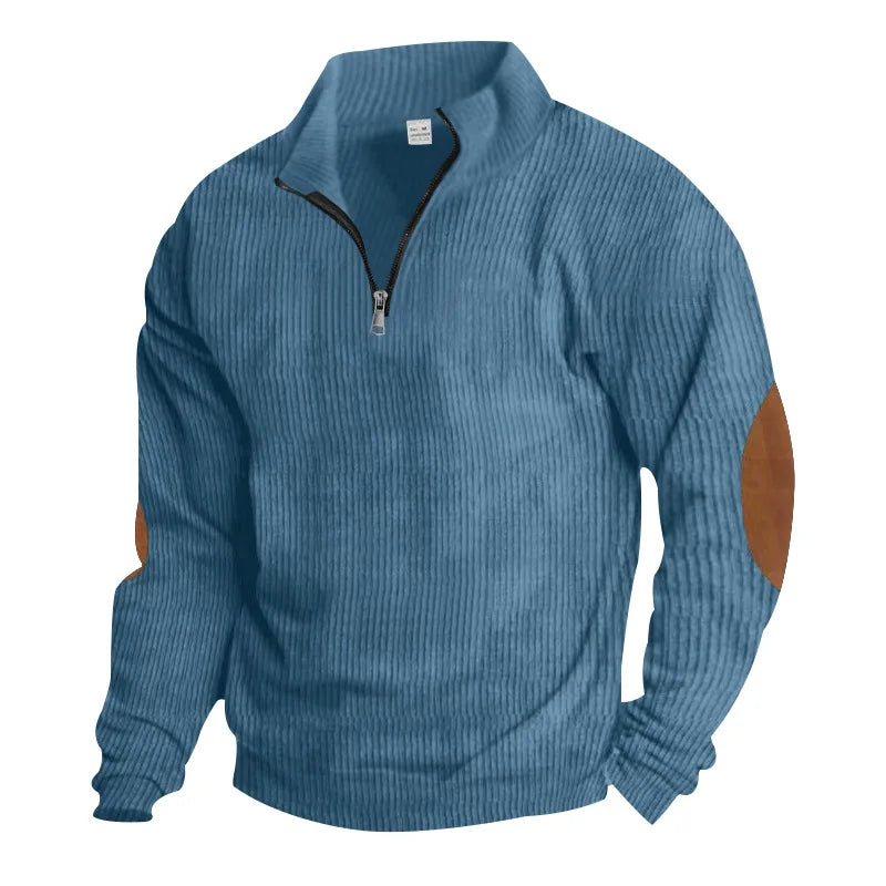 spring autumn men's casual sweatshirt half zipper V-neck pullover long sleeve sweatshirt corduroy trend loose coat men's tops