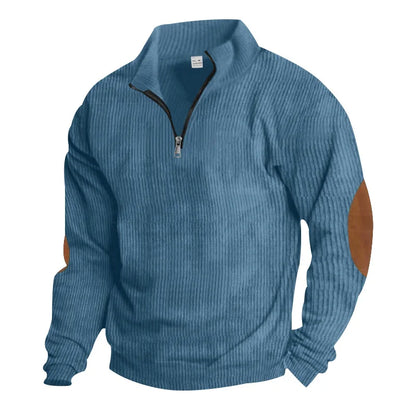 spring autumn men's casual sweatshirt half zipper V-neck pullover long sleeve sweatshirt corduroy trend loose coat men's tops