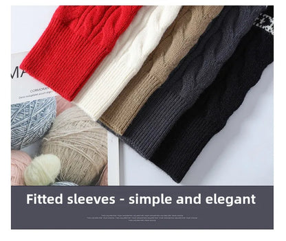 Christmas Clothing Men Sweaters Reindeer Pattern Long Sleeve Polo Neck Xmas Holiday Loose Knitwear Sweater Man Jumper Pullover