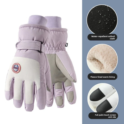 Adult Touch Screen Gloves Men Women's Winter Ski Gloves Warm Cold-Proof Fleece Thickened Gloves Lined Touch Screen Gloves