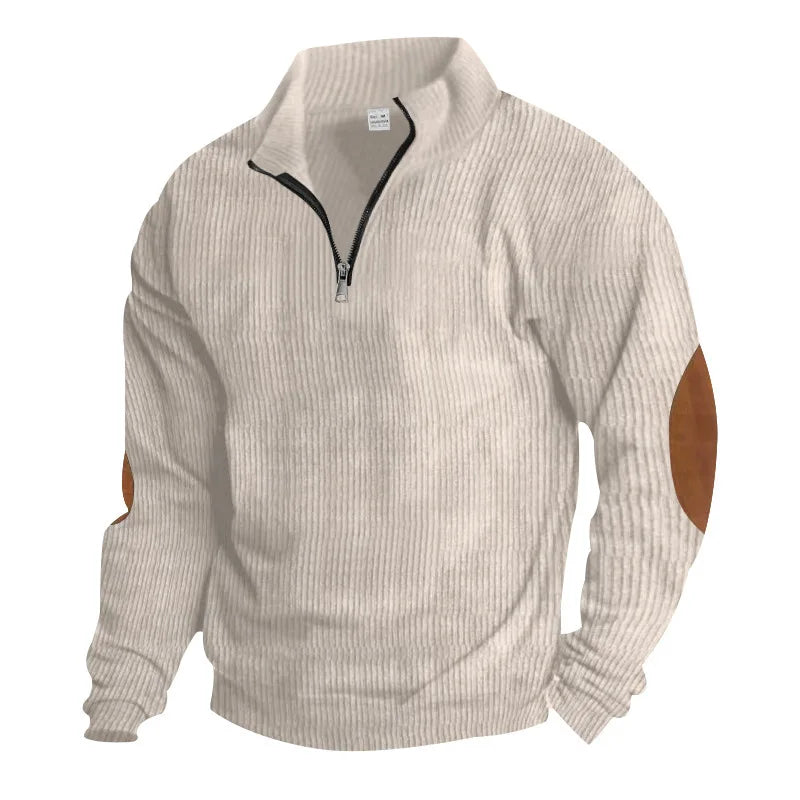 spring autumn men's casual sweatshirt half zipper V-neck pullover long sleeve sweatshirt corduroy trend loose coat men's tops