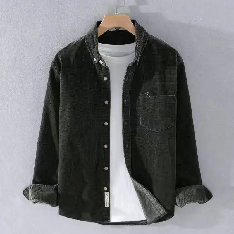 Corduroy Long Sleeve Shirt Men Spring Autumn New Style Japanese Retro Loose Casual Jacket