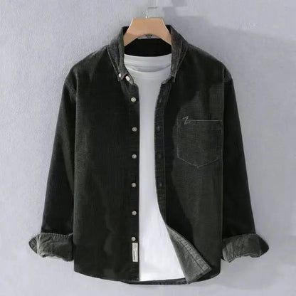 Corduroy Long Sleeve Shirt Men Spring Autumn New Style Japanese Retro Loose Casual Jacket