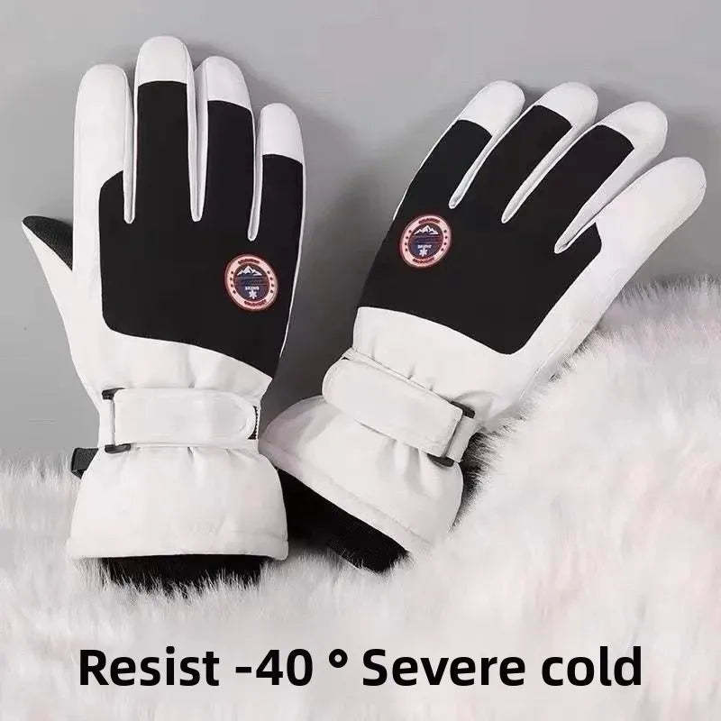 Adult Touch Screen Gloves Men Women's Winter Ski Gloves Warm Cold-Proof Fleece Thickened Gloves Lined Touch Screen Gloves