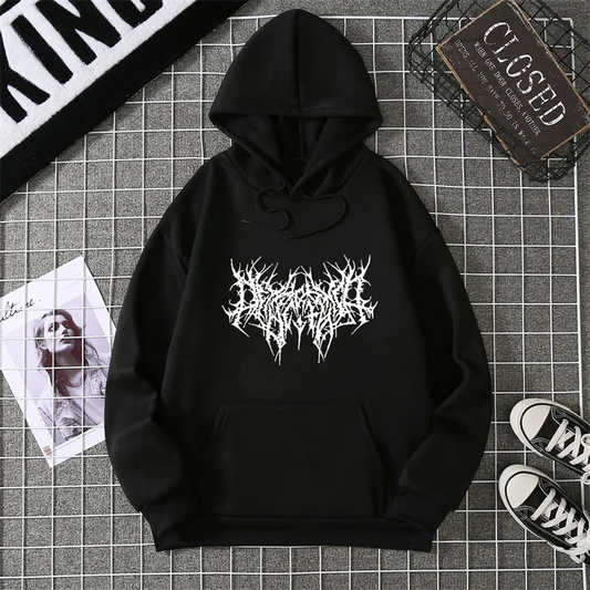 Winter Unisex Hoodie Drawstring Elastic Cuff Thorn Print Thick Hooded Sweatshirt Casual Long Sleeves Pullover Warm Tops Lady