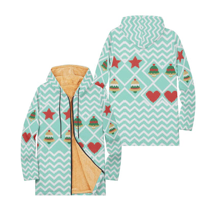 Unisex Christmas Winter Hooded Jacket with Festive Patterns Snowflakes Snowmen Reindeer and Penguins Soft Fleece Lining Warmth