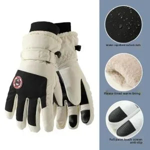 Adult Touch Screen Gloves Men Women's Winter Ski Gloves Warm Cold-Proof Fleece Thickened Gloves Lined Touch Screen Gloves