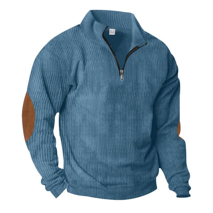 spring autumn men's casual sweatshirt half zipper V-neck pullover long sleeve sweatshirt corduroy trend loose coat men's tops