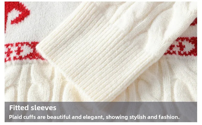 Christmas Clothing Men Sweaters Reindeer Pattern Long Sleeve Polo Neck Xmas Holiday Loose Knitwear Sweater Man Jumper Pullover