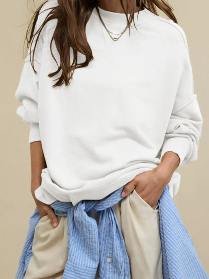 2025 Fall Winter New Fashion Women's Hoodie Loose-Fit Casual Crew Neck Top Commuter Wear Y2k Woman Clothing