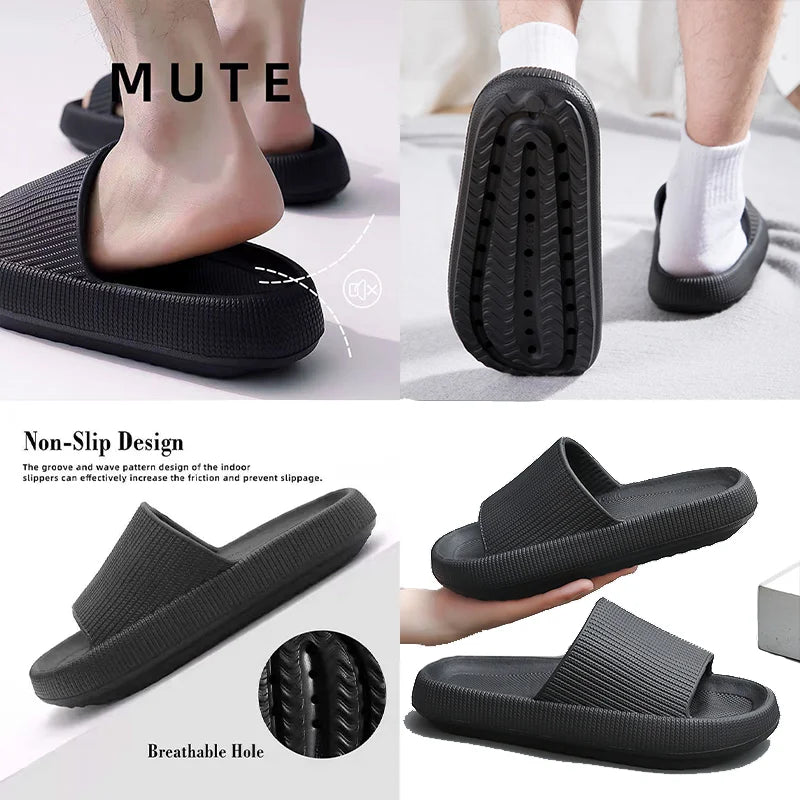 Summer Slippers For Men Women Soft Slippers Indoor Home Slides Cloud Slipper Men Flat Sandals Beach Shoes Man Male Flip Flops