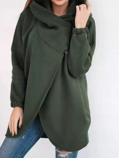 Fashion Hooded Hoodie For Women Casual Solid Zip Long Sleeve Loose Coats Tops Female Holiday Streetwear Autumn Winter Clothes