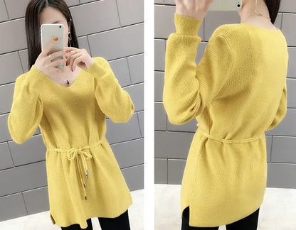 Knitted Sweaters For Women Solid Sale All Cheap Autumn Clothes Japanese Style On Promotion Attractive Top V Neck Female Pullover