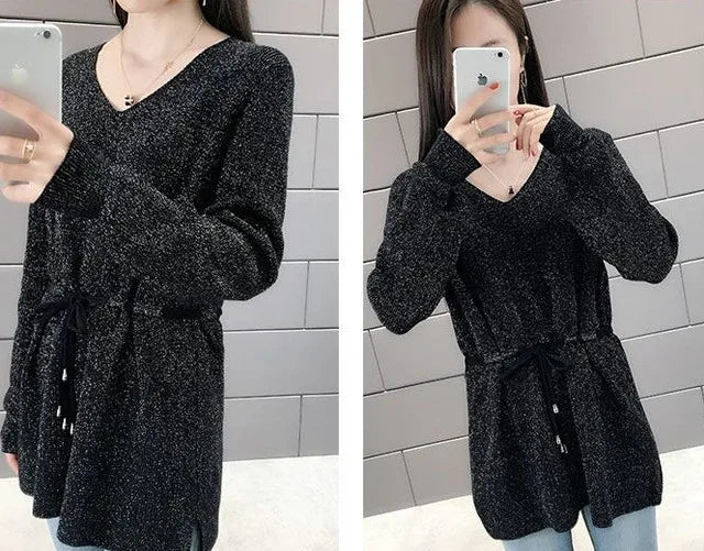 Knitted Sweaters For Women Solid Sale All Cheap Autumn Clothes Japanese Style On Promotion Attractive Top V Neck Female Pullover