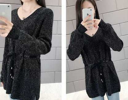 Knitted Sweaters For Women Solid Sale All Cheap Autumn Clothes Japanese Style On Promotion Attractive Top V Neck Female Pullover