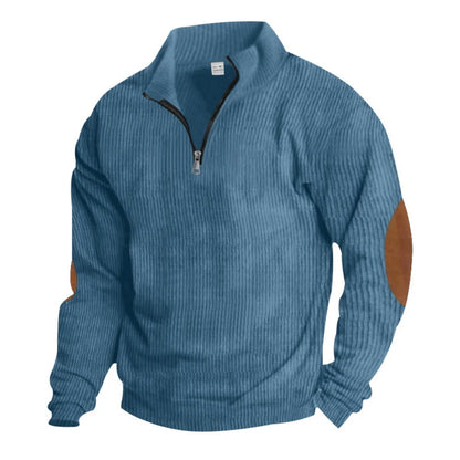 spring autumn men's casual sweatshirt half zipper V-neck pullover long sleeve sweatshirt corduroy trend loose coat men's tops