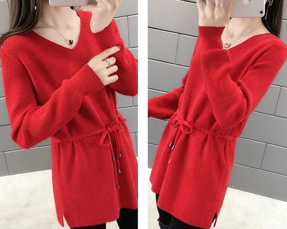 Knitted Sweaters For Women Solid Sale All Cheap Autumn Clothes Japanese Style On Promotion Attractive Top V Neck Female Pullover