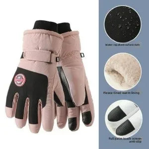 Adult Touch Screen Gloves Men Women's Winter Ski Gloves Warm Cold-Proof Fleece Thickened Gloves Lined Touch Screen Gloves