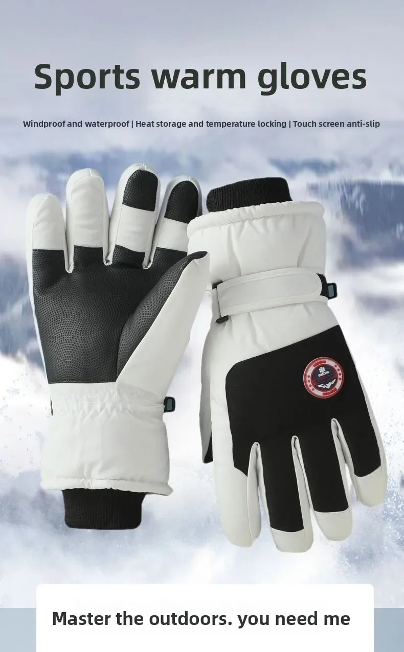 Adult Touch Screen Gloves Men Women's Winter Ski Gloves Warm Cold-Proof Fleece Thickened Gloves Lined Touch Screen Gloves
