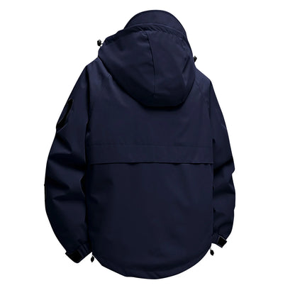 Unisex Autumn Winter Jacket Solid Color Outdoor Workwear Casual Loose Zipper Pocket Warm Long Sleeved Jacket Windproof Jacket