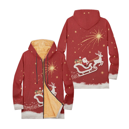 Unisex Christmas Winter Hooded Jacket with Festive Patterns Snowflakes Snowmen Reindeer and Penguins Soft Fleece Lining Warmth