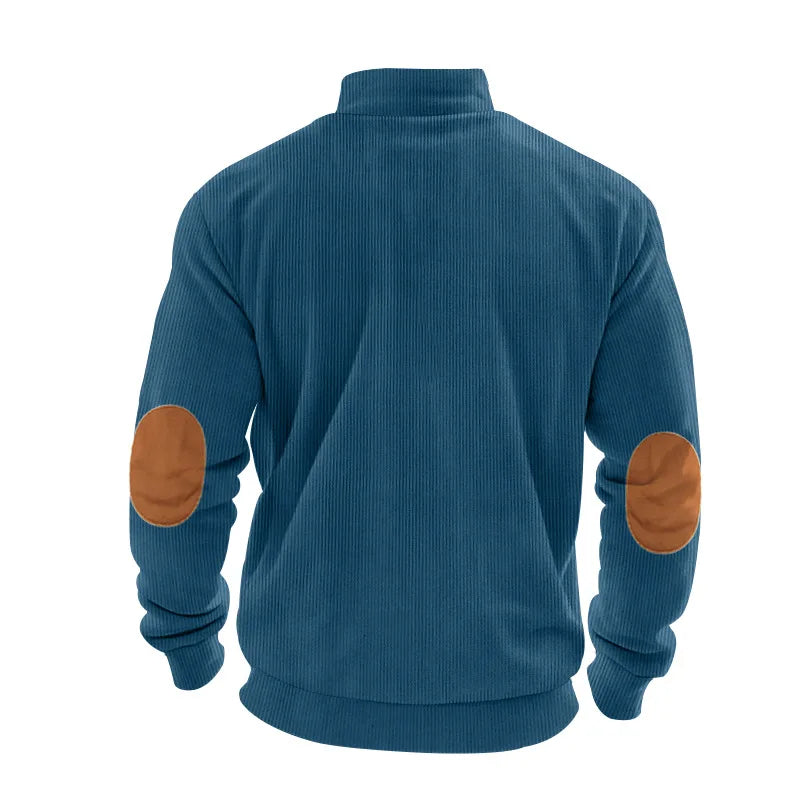 spring autumn men's casual sweatshirt half zipper V-neck pullover long sleeve sweatshirt corduroy trend loose coat men's tops