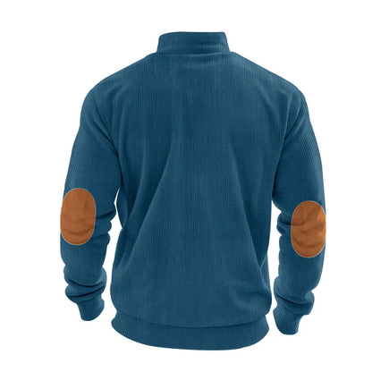 spring autumn men's casual sweatshirt half zipper V-neck pullover long sleeve sweatshirt corduroy trend loose coat men's tops