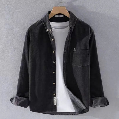 Corduroy Long Sleeve Shirt Men Spring Autumn New Style Japanese Retro Loose Casual Jacket