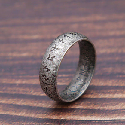 Fashion Retro Viking Rune Ring for Men Women 316L Stainless Steel Odin Letter Rings Couple Simple Amulet Jewelry Gifts Wholesale