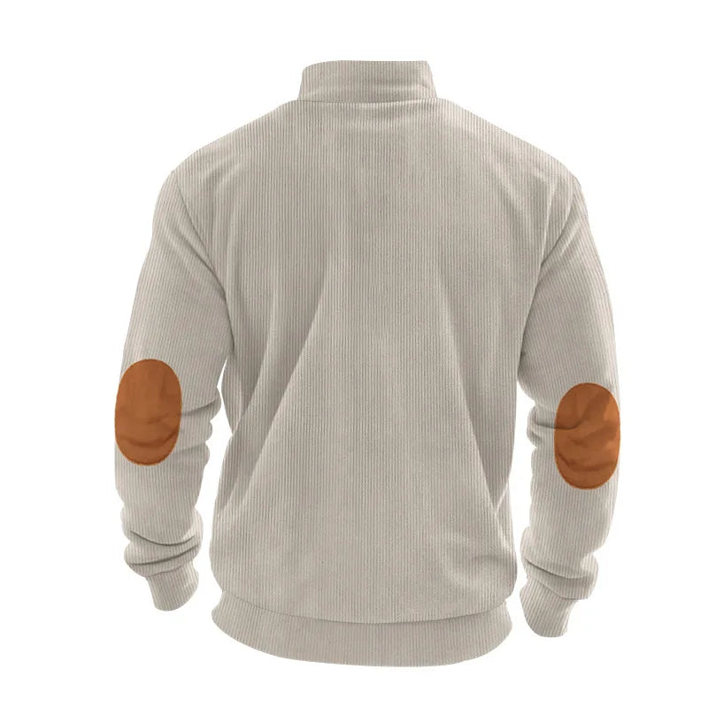 spring autumn men's casual sweatshirt half zipper V-neck pullover long sleeve sweatshirt corduroy trend loose coat men's tops