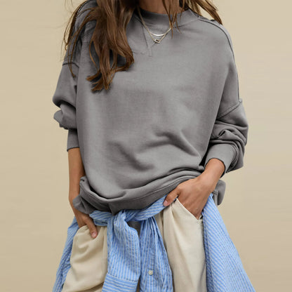 2025 Fall Winter New Fashion Women's Hoodie Loose-Fit Casual Crew Neck Top Commuter Wear Y2k Woman Clothing