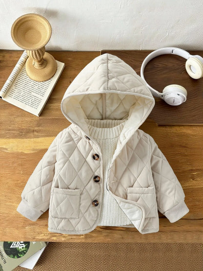 2025 Baby Unisex Girls Boys Autumn Winter  Cotton-Padded  Hooded Warm Coat Jacket Children Casual Comfortable Clothes Overcoats