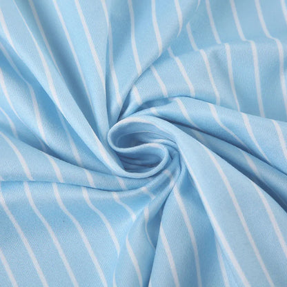 Classic Blue Striped Shirts Women Summer Shorts Sleeve Button Up Basic Shirt Mujer Y2K Aesthetic Retro Slim Fit Lapel Blouse