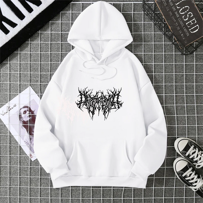 Winter Unisex Hoodie Drawstring Elastic Cuff Thorn Print Thick Hooded Sweatshirt Casual Long Sleeves Pullover Warm Tops Lady
