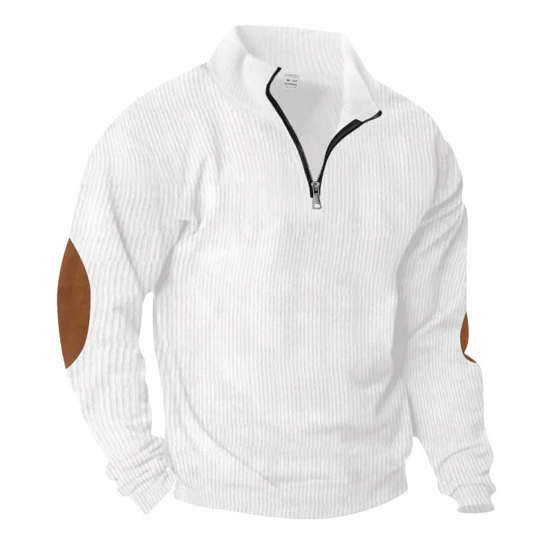 spring autumn men's casual sweatshirt half zipper V-neck pullover long sleeve sweatshirt corduroy trend loose coat men's tops