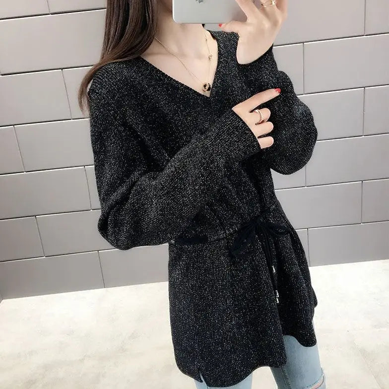 Knitted Sweaters For Women Solid Sale All Cheap Autumn Clothes Japanese Style On Promotion Attractive Top V Neck Female Pullover