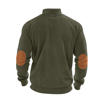 spring autumn men's casual sweatshirt half zipper V-neck pullover long sleeve sweatshirt corduroy trend loose coat men's tops