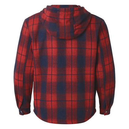 Men's Shirt Plaid Retro Warm Top Winter Fashion Men's Clothing Classic Style Zipper Jacket Thickened Fleece Lined Hooded
