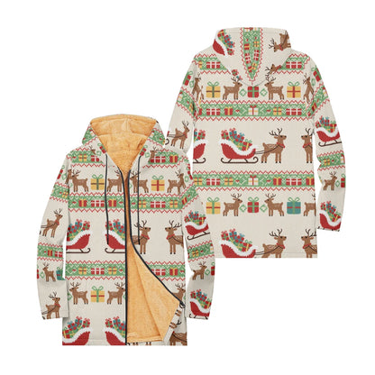 Unisex Christmas Winter Hooded Jacket with Festive Patterns Snowflakes Snowmen Reindeer and Penguins Soft Fleece Lining Warmth