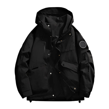 Unisex Autumn Winter Jacket Solid Color Outdoor Workwear Casual Loose Zipper Pocket Warm Long Sleeved Jacket Windproof Jacket
