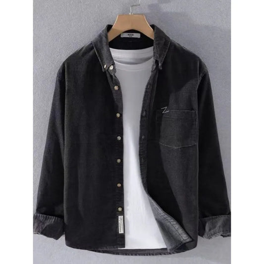 Corduroy Long Sleeve Shirt Men Spring Autumn New Style Japanese Retro Loose Casual Jacket