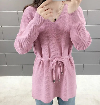 Knitted Sweaters For Women Solid Sale All Cheap Autumn Clothes Japanese Style On Promotion Attractive Top V Neck Female Pullover