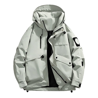 Unisex Autumn Winter Jacket Solid Color Outdoor Workwear Casual Loose Zipper Pocket Warm Long Sleeved Jacket Windproof Jacket