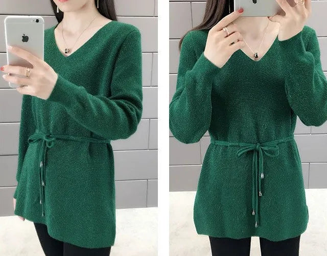 Knitted Sweaters For Women Solid Sale All Cheap Autumn Clothes Japanese Style On Promotion Attractive Top V Neck Female Pullover