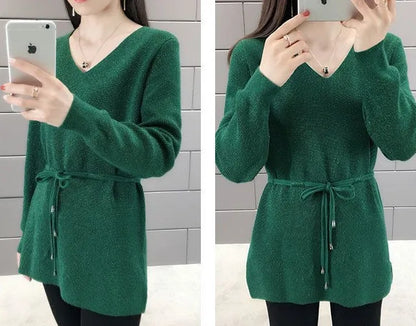Knitted Sweaters For Women Solid Sale All Cheap Autumn Clothes Japanese Style On Promotion Attractive Top V Neck Female Pullover